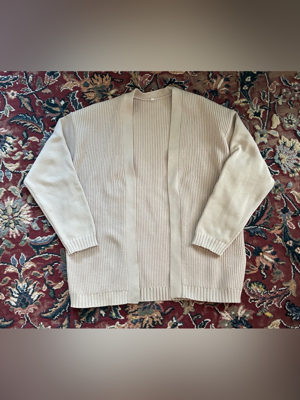 Muji Cream Open-Front Ribbed Knit Cardigan Women’s XS/S